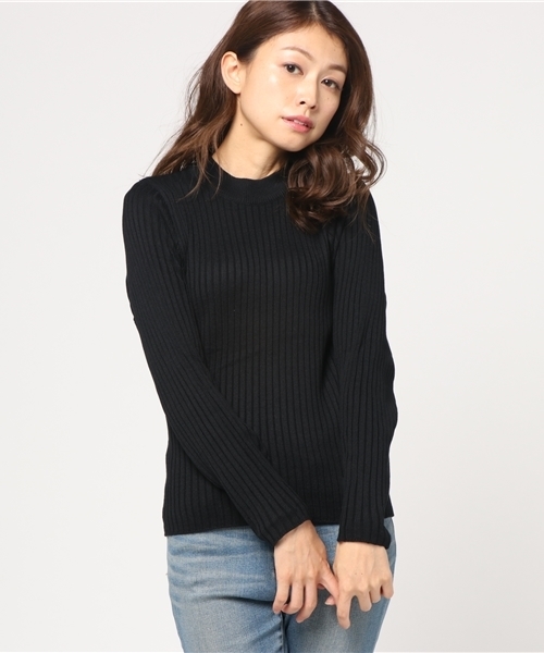 earth music&ecology（アースミュージックアンドエコロジー）の「・バックリボンリブニットプルオーバー（ニット/セーター・レディース・ブラック/アイボリー/ボルドー/キャメル・S/M）」の2枚目の写真