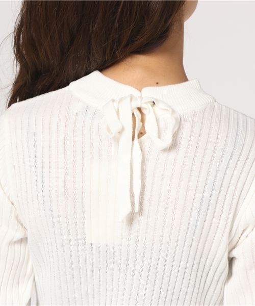 earth music&ecology（アースミュージックアンドエコロジー）の「・バックリボンリブニットプルオーバー（ニット/セーター・レディース・ブラック/アイボリー/ボルドー/キャメル・S/M）」の5枚目の写真