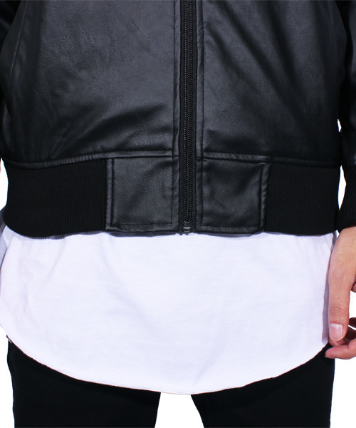 ８(eight)（エイト）の「MA-1 ミリタリージャケット PUレザー ライダース （MA-1・メンズ・ブラック/チャコールグレー/キャメル/ネイビー・LARGE/MEDIUM/X-LARGE）」の16枚目の写真