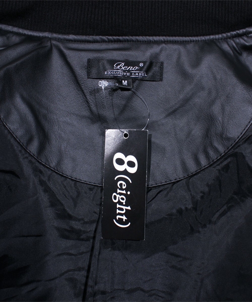 ８(eight)（エイト）の「MA-1 ミリタリージャケット PUレザー ライダース （MA-1・メンズ・ブラック/チャコールグレー/キャメル/ネイビー・LARGE/MEDIUM/X-LARGE）」の22枚目の写真