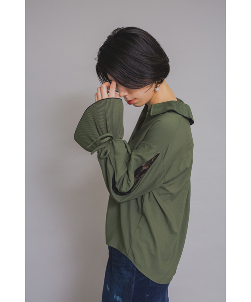 DOLLUPOOPS(ドールアップウップス)の「<doll up oops> プリーツポイント レーススリーブ ブラウス(シャツ/ブラウス・レディース・ホワイト/ブラック/カーキ/ワインレッド・38)」の10枚目の写真