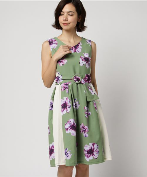 Cecil Mcbee セシルマクビー の バイカラー花柄ワンピース ワンピース Wear