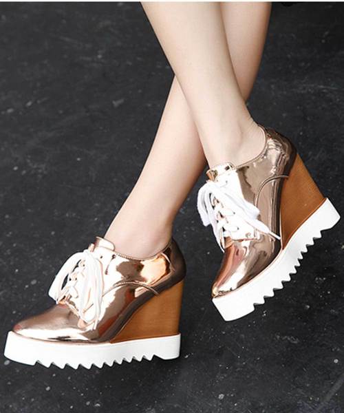 STYLEBLOCK（スタイルブロック）の「ウェッジシャークソール厚底オックスフォードシューズ（その他シューズ・レディース・ブラック/パープル/シルバー/ゴールド・40/38/39/35/37/36）」の4枚目の写真