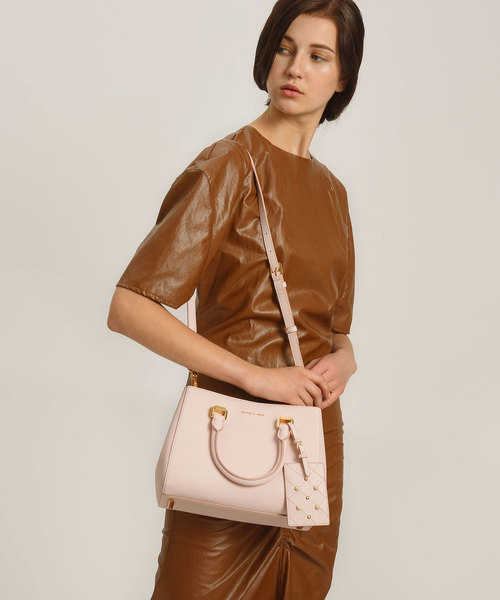 CHARLES & KEITH（チャールズ & キース）の「ラージストラクチャーシティバッグ / LARGE STRUCTURED CITY BAG（ハンドバッグ・レディース・ブラック/ピンク/レッド・L）」の12枚目の写真