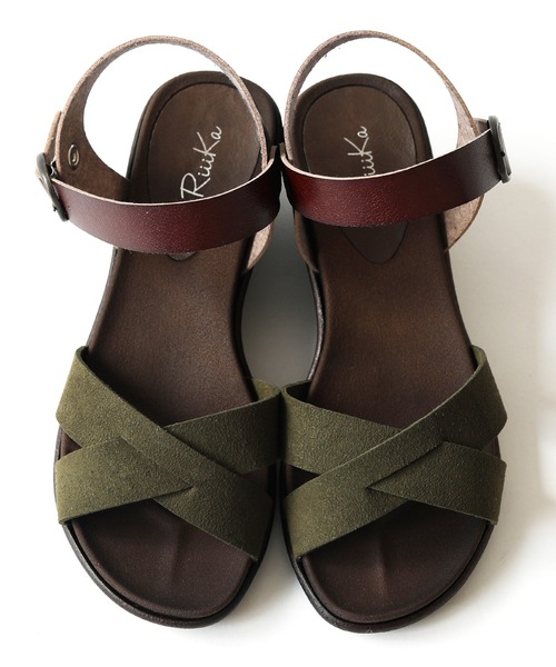 RiiiKa（リーカ）の「【MADE IN JAPAN】【安心の日本製】クロスラインウェッジサンダル【RiiiKa/リーカ】（サンダル・レディース・ブラウン系その他/キャメル/ブラック/カーキ・M/S/LL/L）」の6枚目の写真