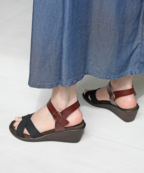 RiiiKa（リーカ）の「【MADE IN JAPAN】【安心の日本製】クロスラインウェッジサンダル【RiiiKa/リーカ】（サンダル・レディース・ブラウン系その他/キャメル/ブラック/カーキ・M/S/LL/L）」の10枚目の写真