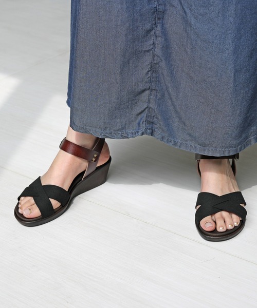 RiiiKa（リーカ）の「【MADE IN JAPAN】【安心の日本製】クロスラインウェッジサンダル【RiiiKa/リーカ】（サンダル・レディース・ブラウン系その他/キャメル/ブラック/カーキ・M/S/LL/L）」の11枚目の写真