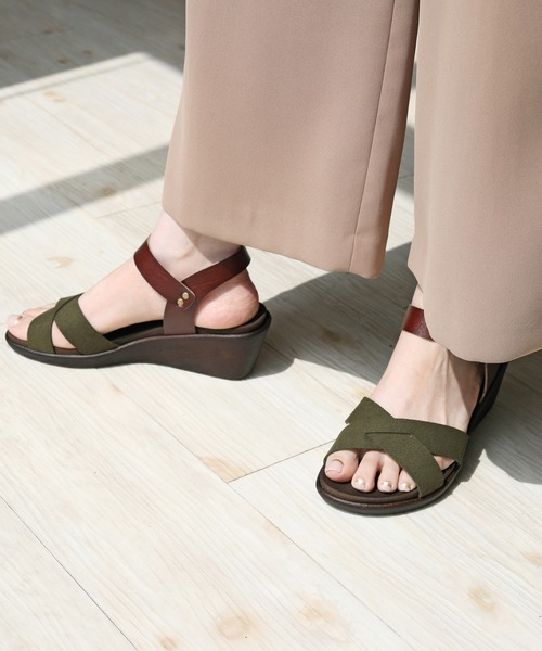 RiiiKa（リーカ）の「【MADE IN JAPAN】【安心の日本製】クロスラインウェッジサンダル【RiiiKa/リーカ】（サンダル・レディース・ブラウン系その他/キャメル/ブラック/カーキ・M/S/LL/L）」の15枚目の写真