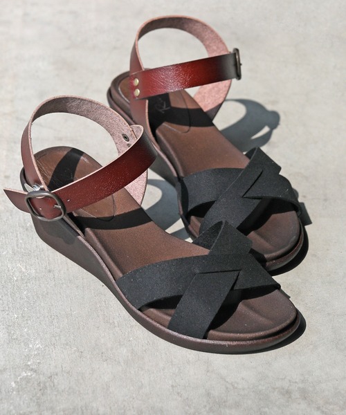 RiiiKa（リーカ）の「【MADE IN JAPAN】【安心の日本製】クロスラインウェッジサンダル【RiiiKa/リーカ】（サンダル・レディース・ブラウン系その他/キャメル/ブラック/カーキ・M/S/LL/L）」の19枚目の写真