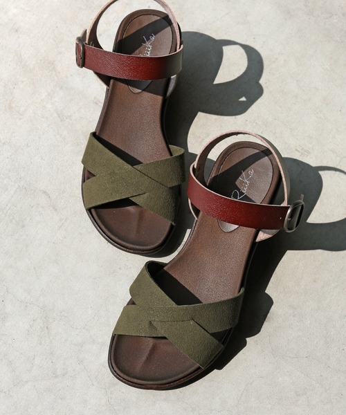 RiiiKa（リーカ）の「【MADE IN JAPAN】【安心の日本製】クロスラインウェッジサンダル【RiiiKa/リーカ】（サンダル・レディース・ブラウン系その他/キャメル/ブラック/カーキ・M/S/LL/L）」の20枚目の写真