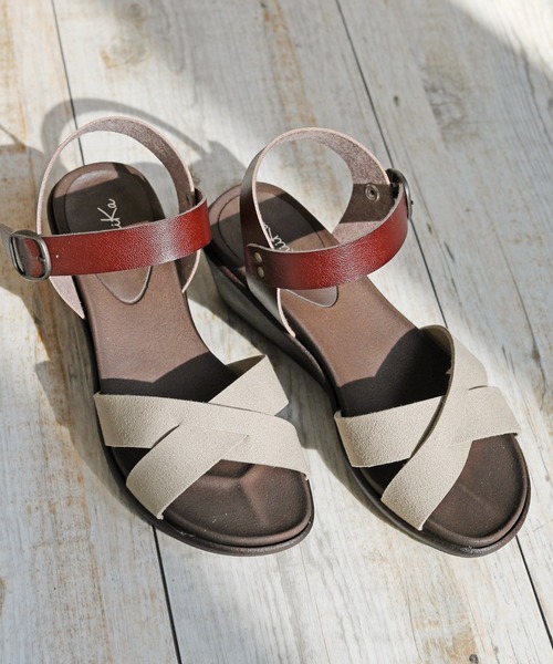 RiiiKa（リーカ）の「【MADE IN JAPAN】【安心の日本製】クロスラインウェッジサンダル【RiiiKa/リーカ】（サンダル・レディース・ブラウン系その他/キャメル/ブラック/カーキ・M/S/LL/L）」の22枚目の写真