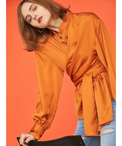 EMODA(エモダ)の「ワイドウエストシャツ(シャツ/ブラウス・レディース・ホワイト/ブラック/オレンジ・FREE)」の3枚目の写真
