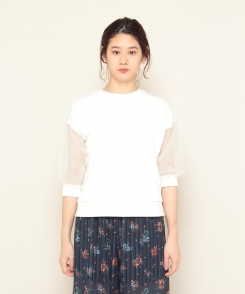 PAGEBOY(ページボーイ)の「チュールスリーブトップス(Tシャツ/カットソー・レディース・ブラック/オフホワイト・FREE)」の14枚目の写真