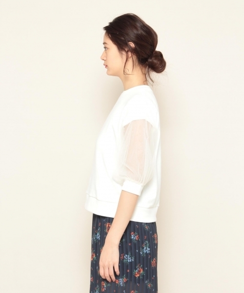 PAGEBOY(ページボーイ)の「チュールスリーブトップス(Tシャツ/カットソー・レディース・ブラック/オフホワイト・FREE)」の13枚目の写真