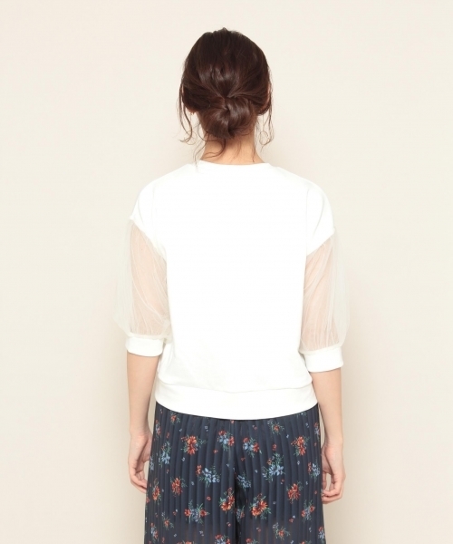 PAGEBOY(ページボーイ)の「チュールスリーブトップス(Tシャツ/カットソー・レディース・ブラック/オフホワイト・FREE)」の12枚目の写真