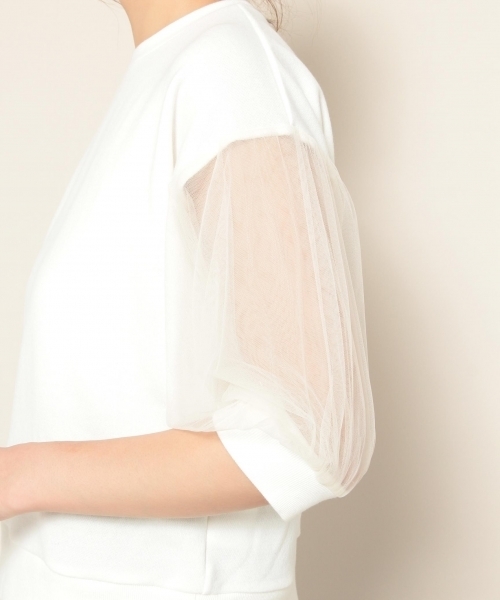 PAGEBOY(ページボーイ)の「チュールスリーブトップス(Tシャツ/カットソー・レディース・ブラック/オフホワイト・FREE)」の10枚目の写真