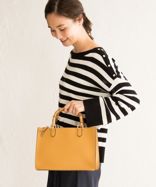 GLOBAL WORK（グローバルワーク）の「バンブーミニトート/804835（ハンドバッグ・レディース・ブラック/ベージュ/イエロー/オレンジ・ONE SIZE）」の4枚目の写真