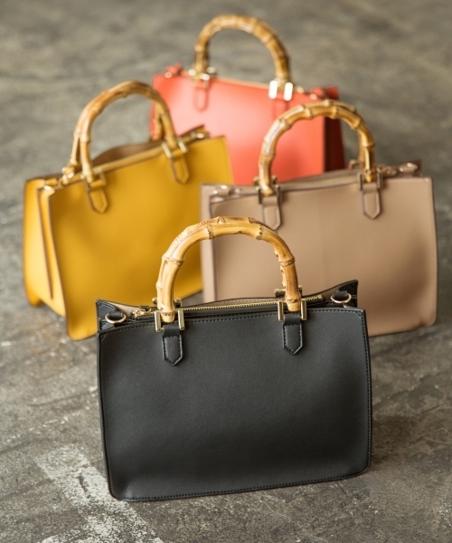 GLOBAL WORK（グローバルワーク）の「バンブーミニトート/804835（ハンドバッグ・レディース・ブラック/ベージュ/イエロー/オレンジ・ONE SIZE）」の2枚目の写真