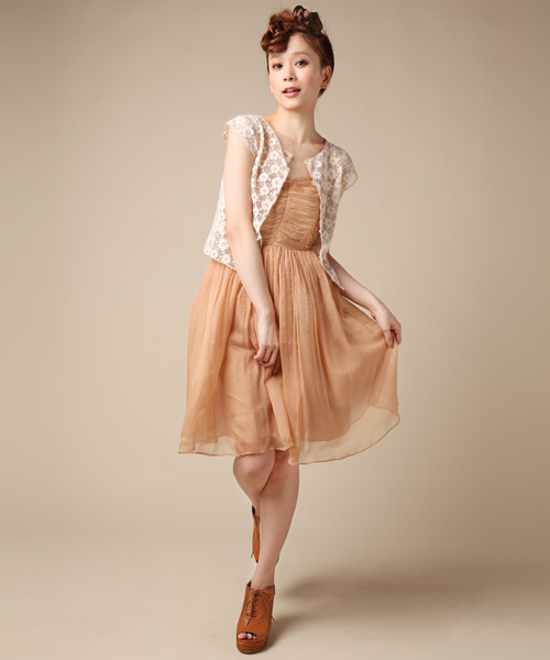 CORTES WORKS（コルテスワークス）の「【NET販売限定】SHIRRING CHIFFON（ワンピース・レディース・ベージュ・38）」の3枚目の写真