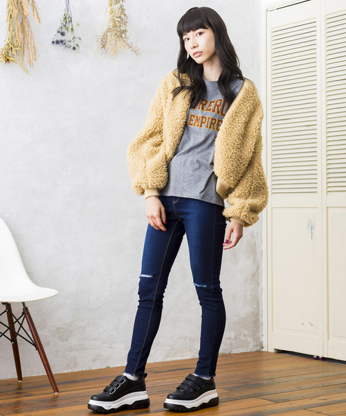 WEGO（ウィゴー）の「WEGO/ボアブルゾン（ブルゾン・レディース・ホワイト/ブラック/ベージュ/ピンク・FREE）」の10枚目の写真