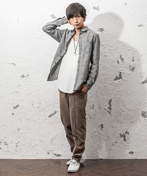 MinoriTY（マイノリティ）の「ラウンドカラービエラチェックシャツ（シャツ/ブラウス・メンズ・ホワイト/ベージュ/ネイビー/グレー/レッド/グリーン/マスタード/チェック/ワイン・M/L/XL）」の11枚目の写真