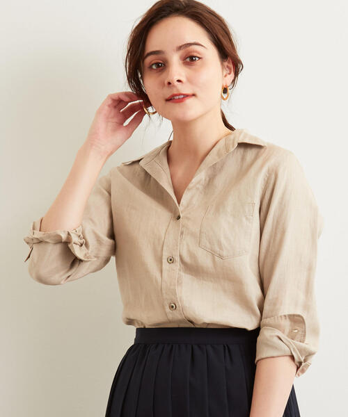 green label relaxing（グリーンレーベルリラクシング）の「[手洗い可能] ◆SC ハードマンズLI レギュラー シャツ（シャツ/ブラウス・レディース・ホワイト/コバルトブルー/パープル/その他2/ピンク/その他1/ベージュ/イエロー/その他4・40/42/38/36）」の3枚目の写真