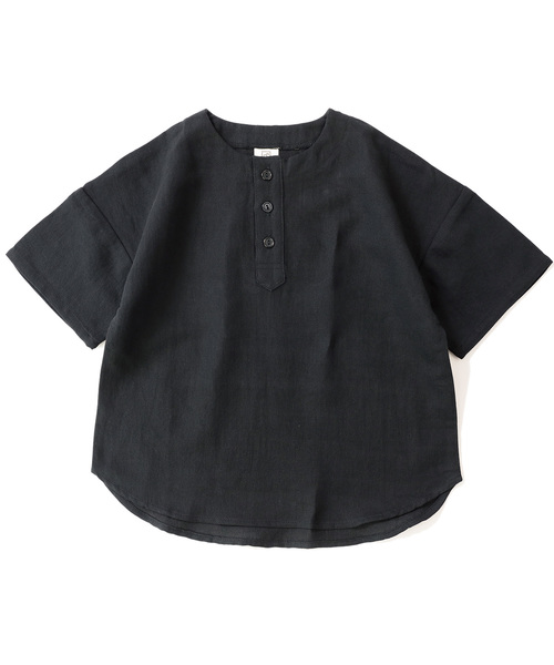 devirock(デビロック)の「ビッグプルオーバー5分袖シャツ(シャツ/ブラウス・キッズ・チャコール/ブラック/ブルー/モカ・140cm/120cm/100cm/160cm/150cm/110cm/130cm)」の13枚目の写真