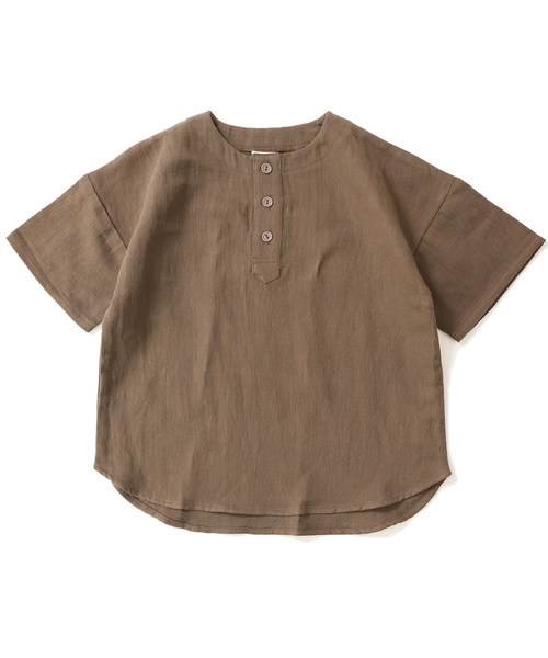 devirock(デビロック)の「ビッグプルオーバー5分袖シャツ(シャツ/ブラウス・キッズ・チャコール/ブラック/ブルー/モカ・140cm/120cm/100cm/160cm/150cm/110cm/130cm)」の15枚目の写真