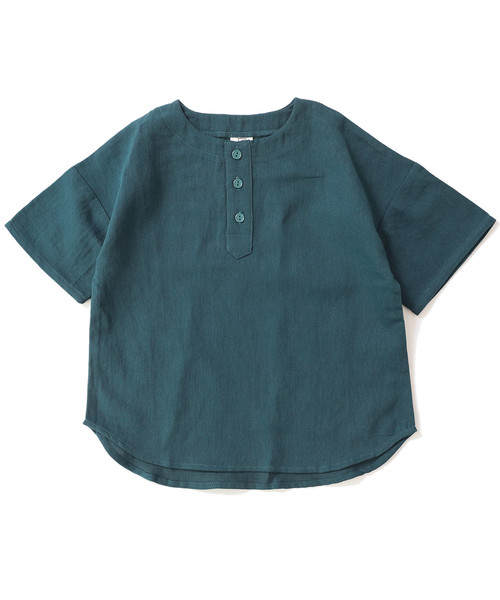 devirock(デビロック)の「ビッグプルオーバー5分袖シャツ(シャツ/ブラウス・キッズ・チャコール/ブラック/ブルー/モカ・140cm/120cm/100cm/160cm/150cm/110cm/130cm)」の16枚目の写真