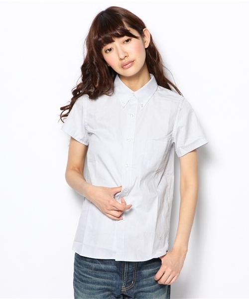 BEAMS BOY（ビームスボーイ）の「○BEAMS BOY / オックス ボタンダウン ショートスリーブ（シャツ/ブラウス・レディース・ホワイト/グレー/イエロー/ネイビー・ONE SIZE）」の3枚目の写真