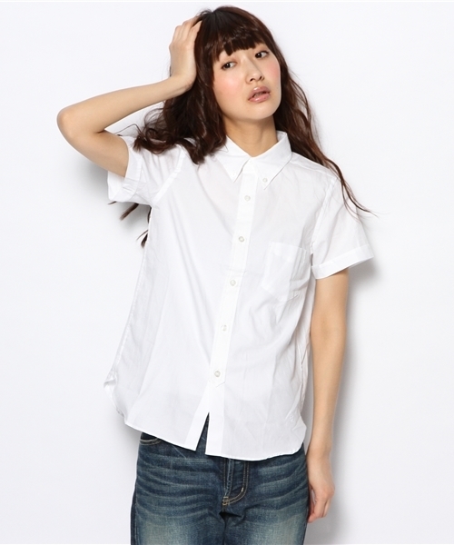 BEAMS BOY（ビームスボーイ）の「○BEAMS BOY / オックス ボタンダウン ショートスリーブ（シャツ/ブラウス・レディース・ホワイト/グレー/イエロー/ネイビー・ONE SIZE）」の2枚目の写真