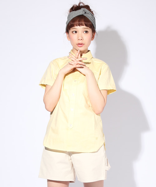 BEAMS BOY（ビームスボーイ）の「○BEAMS BOY / オックス ボタンダウン ショートスリーブ（シャツ/ブラウス・レディース・ホワイト/グレー/イエロー/ネイビー・ONE SIZE）」の4枚目の写真