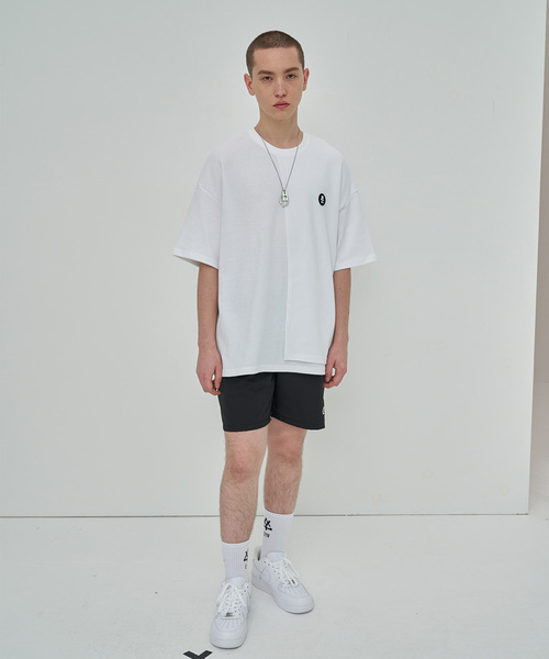 OY（オーワイ）の「ダブルレイヤード半袖Tシャツ/カットソー（Tシャツ/カットソー・メンズ・ホワイト/ブラック/ライトイエロー・FREE）」の10枚目の写真