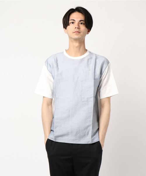 417 EDIFICE(フォーワンセブンエディフィス)の「リネンストライプ コットンテンジク TEE(Tシャツ/カットソー・メンズ・ホワイト/チャコールグレー・SMALL/MEDIUM/LARGE)」の5枚目の写真