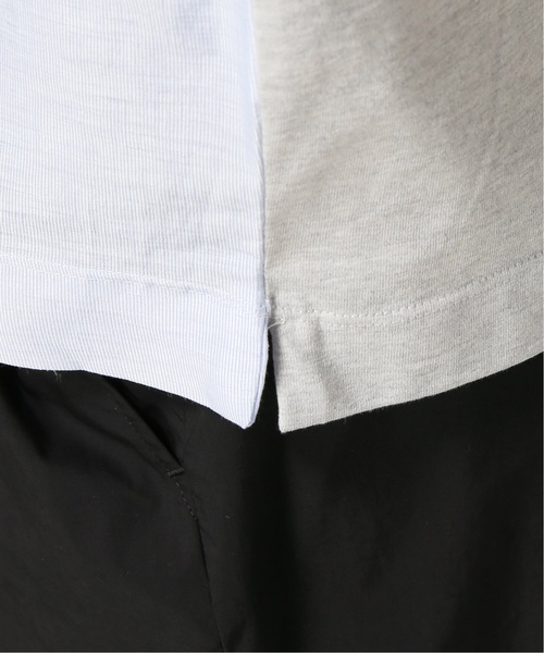 417 EDIFICE(フォーワンセブンエディフィス)の「リネンストライプ コットンテンジク TEE(Tシャツ/カットソー・メンズ・ホワイト/チャコールグレー・SMALL/MEDIUM/LARGE)」の4枚目の写真