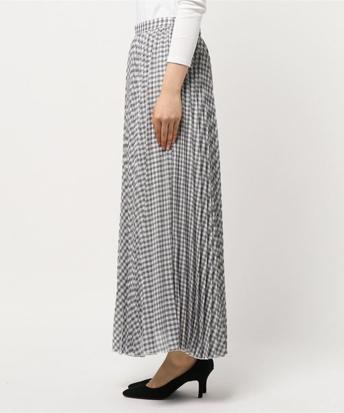La TOTALITE(ラトータリテ)の「PARLMASEL モノトーンチェックプリーツスカート【手洗い可能】◆(スカート・レディース・ホワイト・FREE)」の2枚目の写真