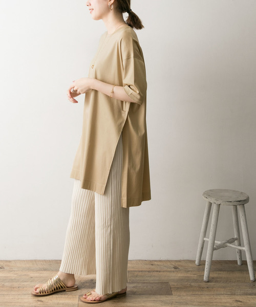 URBAN RESEARCH(アーバンリサーチ)の「オーバーチュニックカットソー(Tシャツ/カットソー)」|ライトベージュ