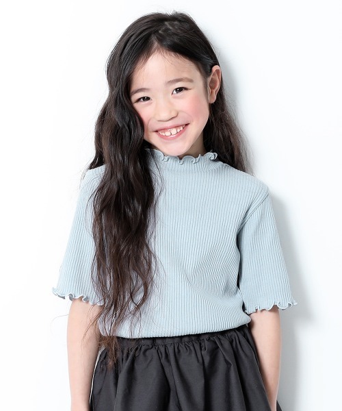 devirock(デビロック)の「リブハーフスリーブTシャツ(Tシャツ/カットソー・キッズ・オフホワイト/パープル系その他/杢グレー/ブルー系その他/ブラック/ライトブラウン/グリーン系その他・100cm/160cm/150cm/140cm/120cm/110cm/130cm)」の6枚目の写真