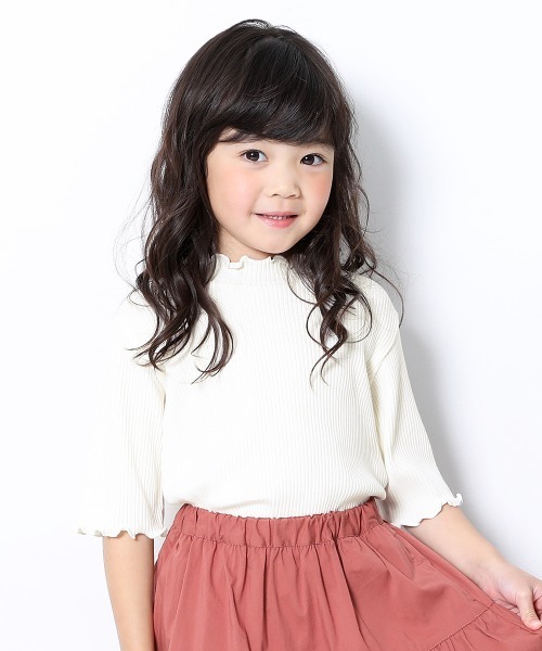 devirock(デビロック)の「リブハーフスリーブTシャツ(Tシャツ/カットソー・キッズ・オフホワイト/パープル系その他/杢グレー/ブルー系その他/ブラック/ライトブラウン/グリーン系その他・100cm/160cm/150cm/140cm/120cm/110cm/130cm)」の2枚目の写真