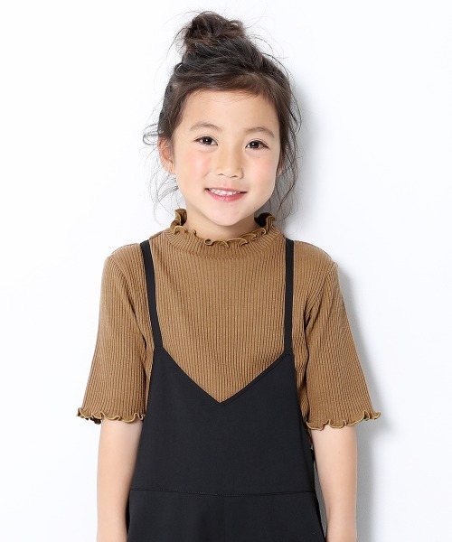 devirock(デビロック)の「リブハーフスリーブTシャツ(Tシャツ/カットソー・キッズ・オフホワイト/パープル系その他/杢グレー/ブルー系その他/ブラック/ライトブラウン/グリーン系その他・100cm/160cm/150cm/140cm/120cm/110cm/130cm)」の4枚目の写真