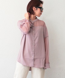 ノーカラーシアーシャツ