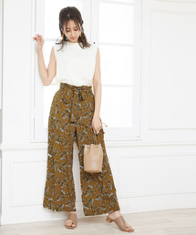 ウエストリボン付ワイドパンツ