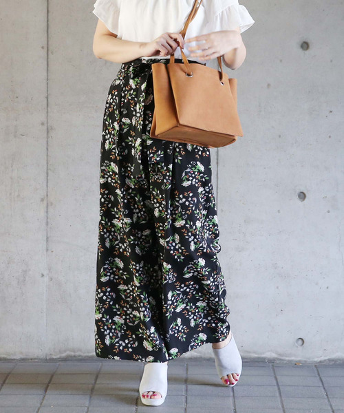 Doula Doula（ドゥーラドゥーラ）の「ウエストリボン付ワイドパンツ（その他パンツ・レディース・ブラック/キャメル・FREE）」の7枚目の写真