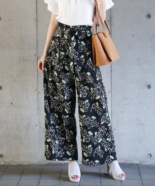 Doula Doula（ドゥーラドゥーラ）の「ウエストリボン付ワイドパンツ（その他パンツ・レディース・ブラック/キャメル・FREE）」の4枚目の写真