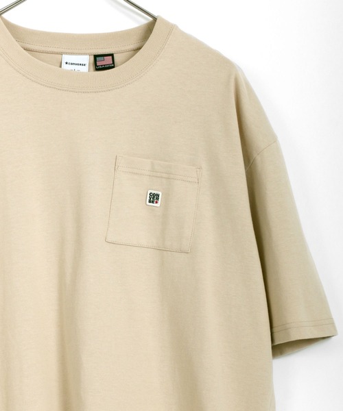 CONVERSE（コンバース）の「CONVERSE/コンバース ビッグシルエット USAコットン ロゴ ワンポイント刺繍 ポケット Tシャツ（Tシャツ/カットソー・メンズ・ホワイト/ブラック/ベージュ・M/L/XL）」の3枚目の写真
