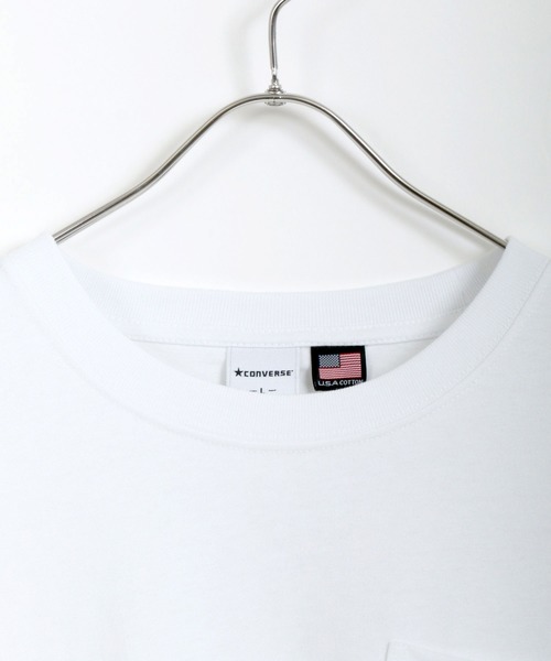 CONVERSE（コンバース）の「CONVERSE/コンバース ビッグシルエット USAコットン ロゴ ワンポイント刺繍 ポケット Tシャツ（Tシャツ/カットソー・メンズ・ホワイト/ブラック/ベージュ・M/L/XL）」の9枚目の写真