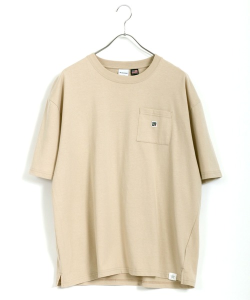 CONVERSE（コンバース）の「CONVERSE/コンバース ビッグシルエット USAコットン ロゴ ワンポイント刺繍 ポケット Tシャツ（Tシャツ/カットソー・メンズ・ホワイト/ブラック/ベージュ・M/L/XL）」の8枚目の写真
