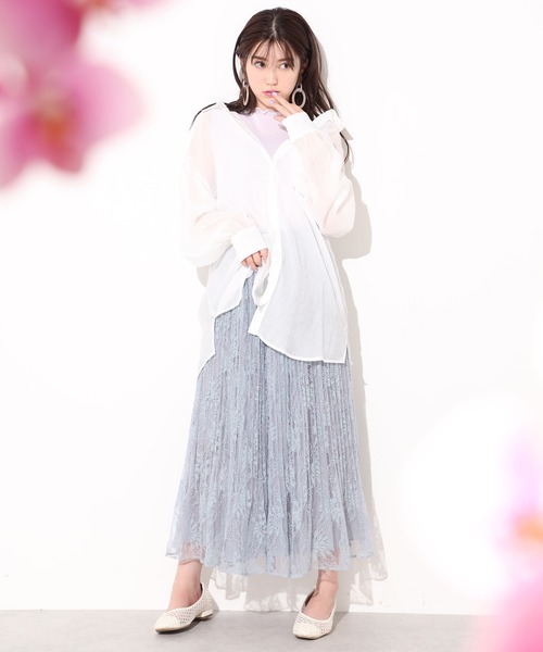 one after another NICE CLAUP（ワンアフターアナザーナイスクラップ）の「バックリボンシアーシャツ（シャツ/ブラウス・レディース・ベージュ/オフホワイト/ピンク/ドット/チェック・FREE）」の17枚目の写真