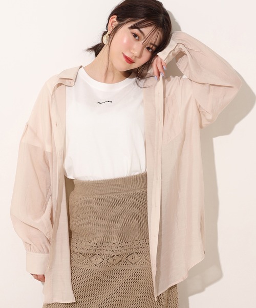 one after another NICE CLAUP（ワンアフターアナザーナイスクラップ）の「バックリボンシアーシャツ（シャツ/ブラウス・レディース・ベージュ/オフホワイト/ピンク/ドット/チェック・FREE）」の7枚目の写真