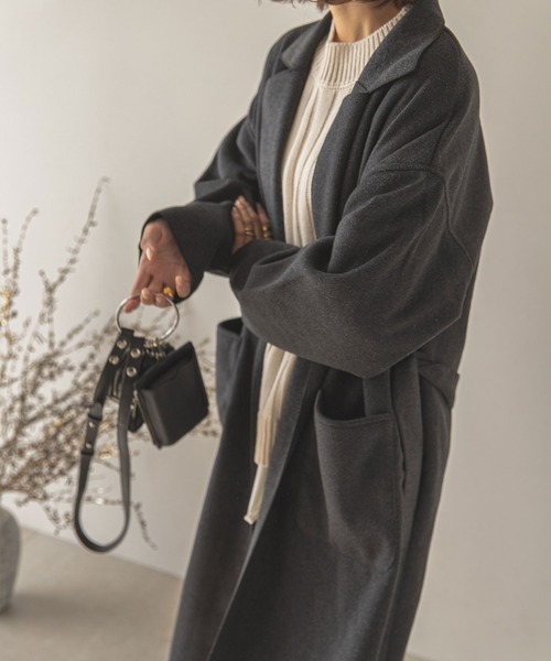 rectangle（レクタングル）の「ミックスシャギーダブルフェイスロングコート（その他アウター・レディース・チャコールグレー/ベージュ/グレー/モカ・FREE）」の5枚目の写真